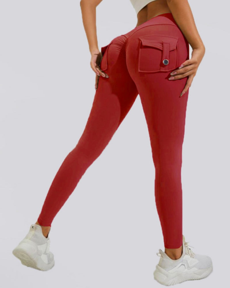 Peach Cargo Pocket Fitness Leggings