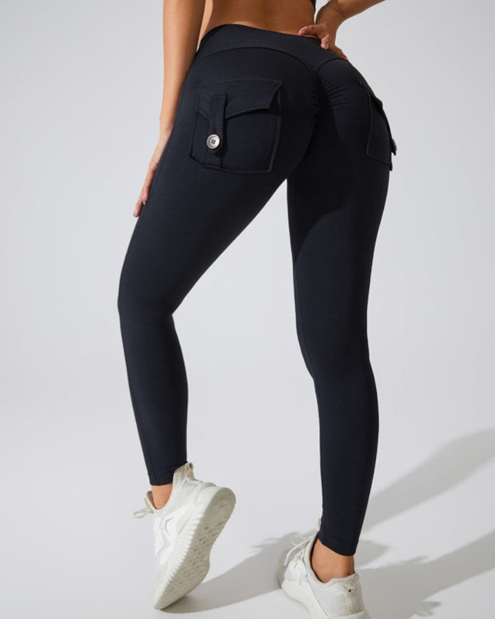 Peach Cargo Pocket Fitness Leggings