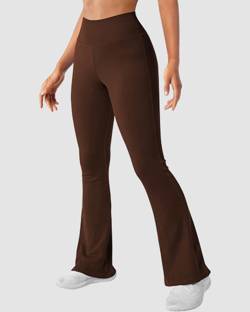 Seamless Ribbed High-Waisted Flared Yoga Leggings
