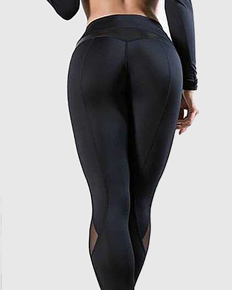 Mesh-Detail Hip-Lifting Yoga Leggings