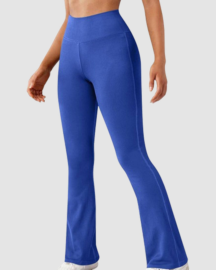 Seamless Ribbed High-Waisted Flared Yoga Leggings