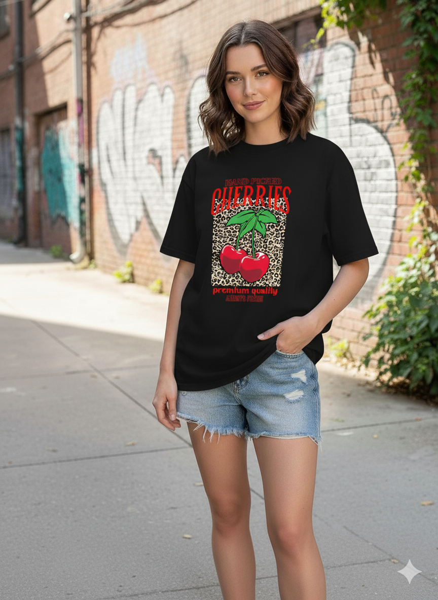 Freshly Handpicked Cherry Print T-Shirt