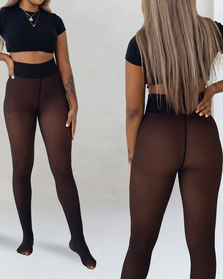 Warm Fleece-Lined Shapewear Leggings - Stylish Translucent Comfort Tights