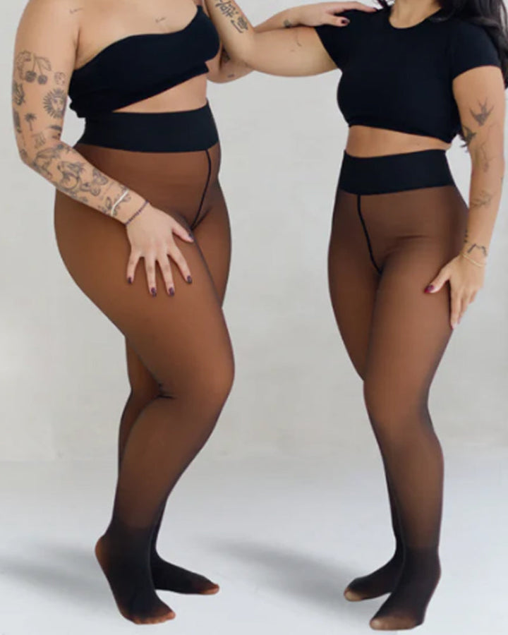 Warm Fleece-Lined Shapewear Leggings - Stylish Translucent Comfort Tights