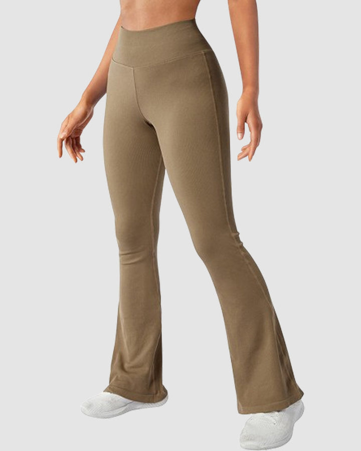 Seamless Ribbed High-Waisted Flared Yoga Leggings