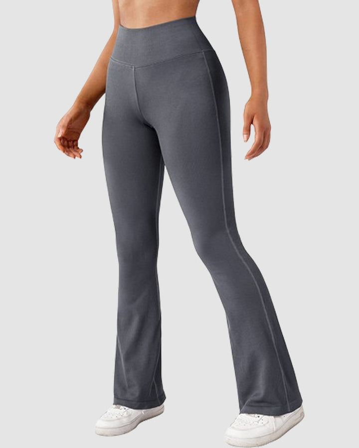 Seamless Ribbed High-Waisted Flared Yoga Leggings