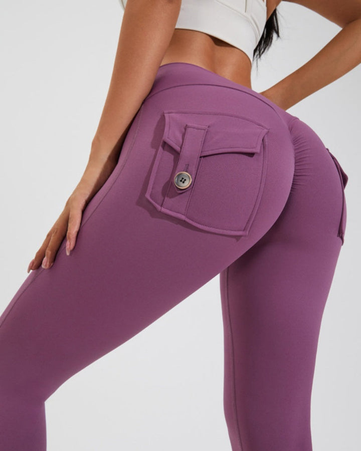 Peach Cargo Pocket Fitness Leggings