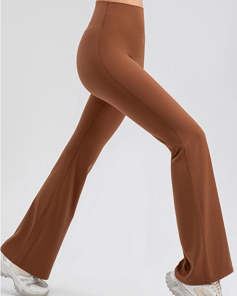 Flared Yoga Pants with High Waist and Hip Lift Design