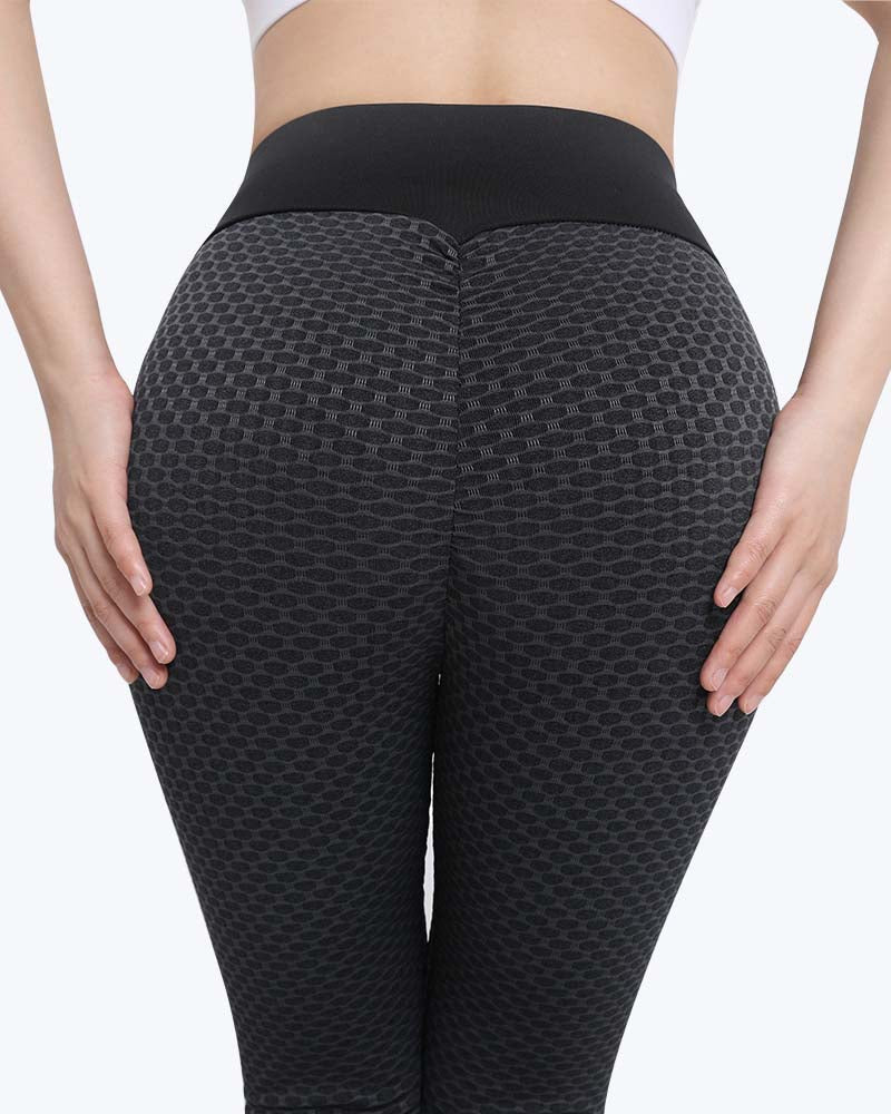 Honeycomb High-Waist Yoga Pants - Butt Lifting & Anti-Cellulite Workout Leggings
