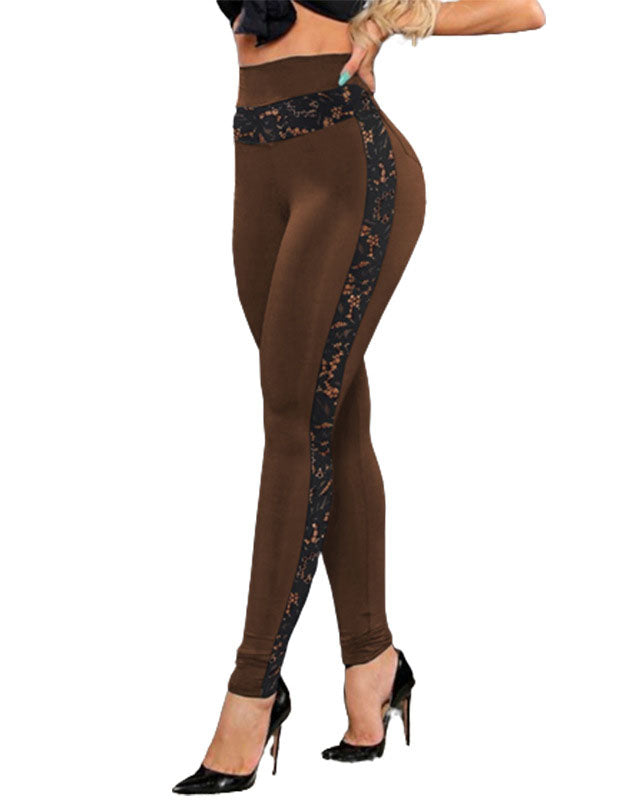 Lace High-Waisted Sheer Mesh Hollow Out Yoga Leggings for Gym and Jogging