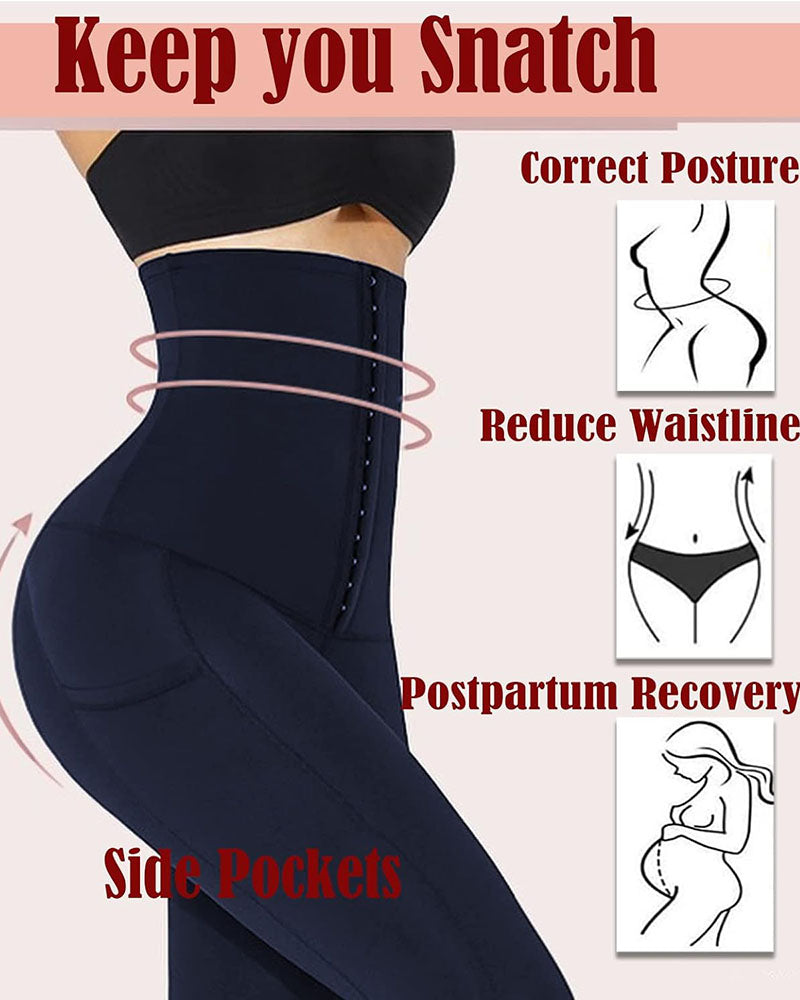 High-Waisted Compression Leggings Featuring Convenient Pockets