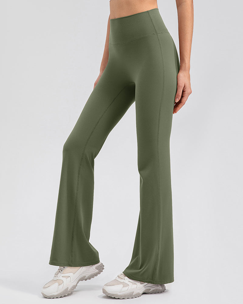 Flared Yoga Pants with High Waist and Hip Lift Design