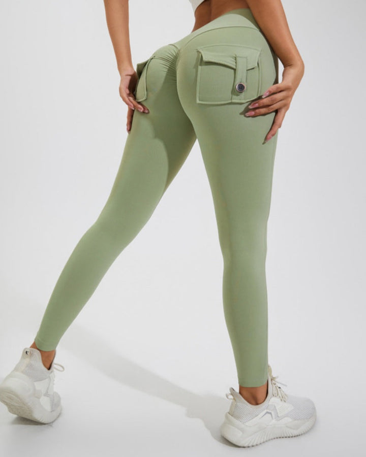 Peach Cargo Pocket Fitness Leggings