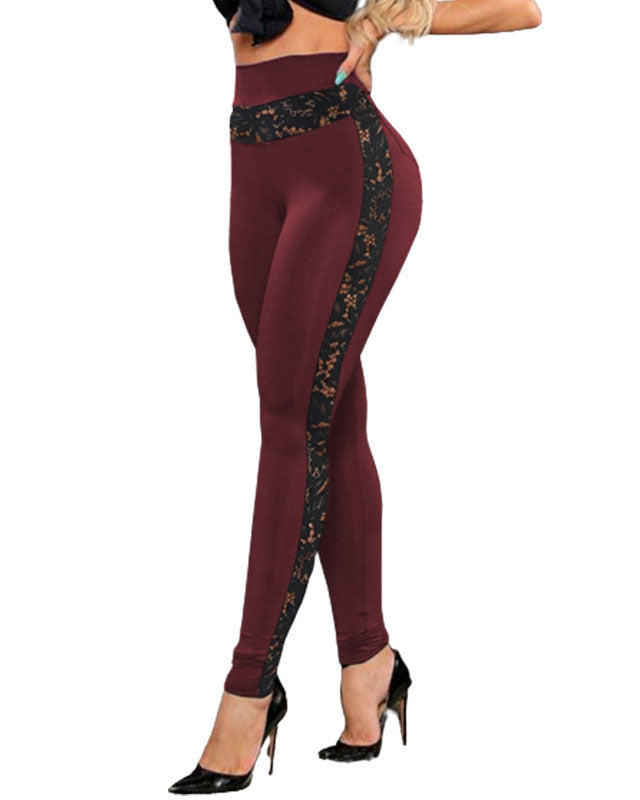 Lace High-Waisted Sheer Mesh Hollow Out Yoga Leggings for Gym and Jogging