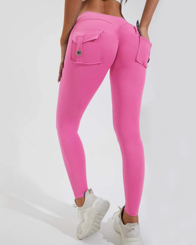 Peach Cargo Pocket Fitness Leggings