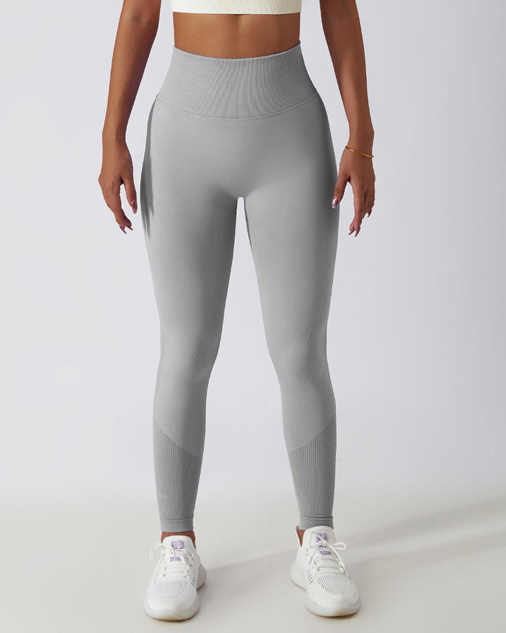 High-Waisted Breathable Yoga Leggings with Seamless PO-Lift Knit Design