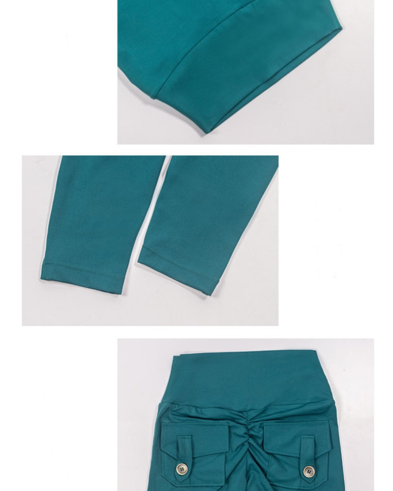 Peach Cargo Pocket Fitness Leggings