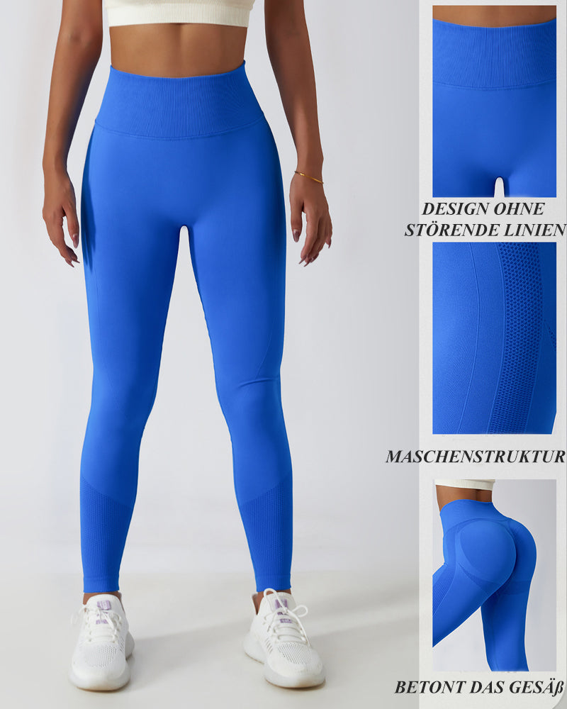 High-Waisted Breathable Yoga Leggings with Seamless PO-Lift Knit Design