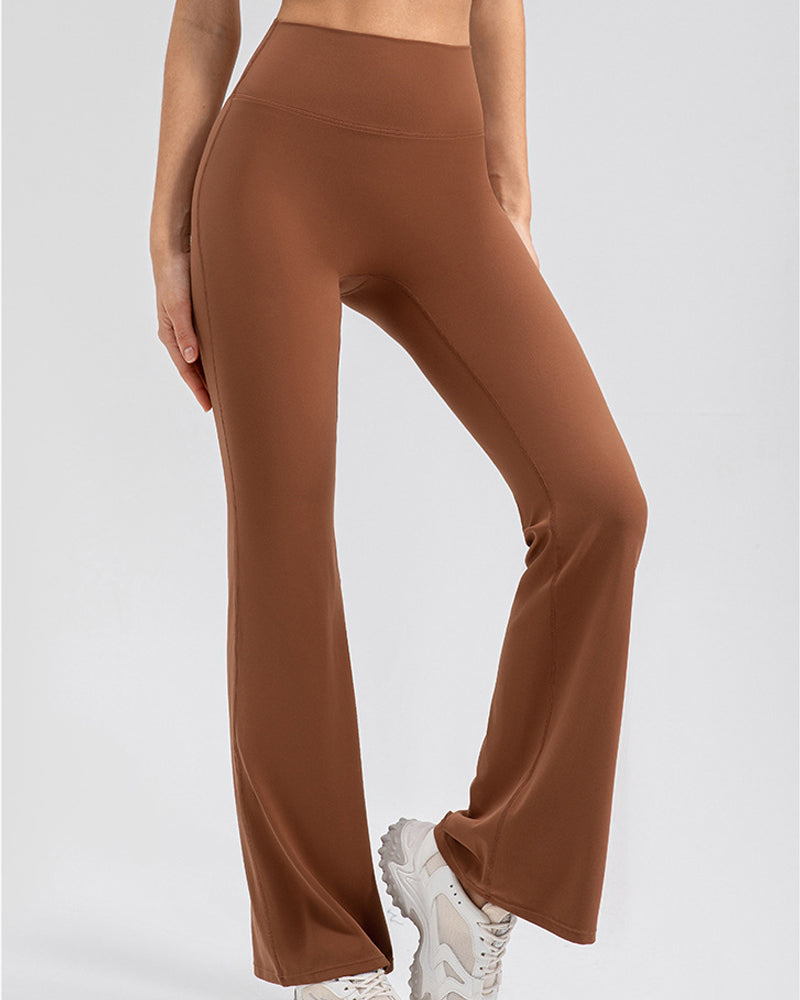 Flared Yoga Pants with High Waist and Hip Lift Design