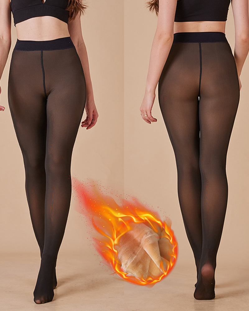 Warm Fleece-Lined Shapewear Leggings - Stylish Translucent Comfort Tights