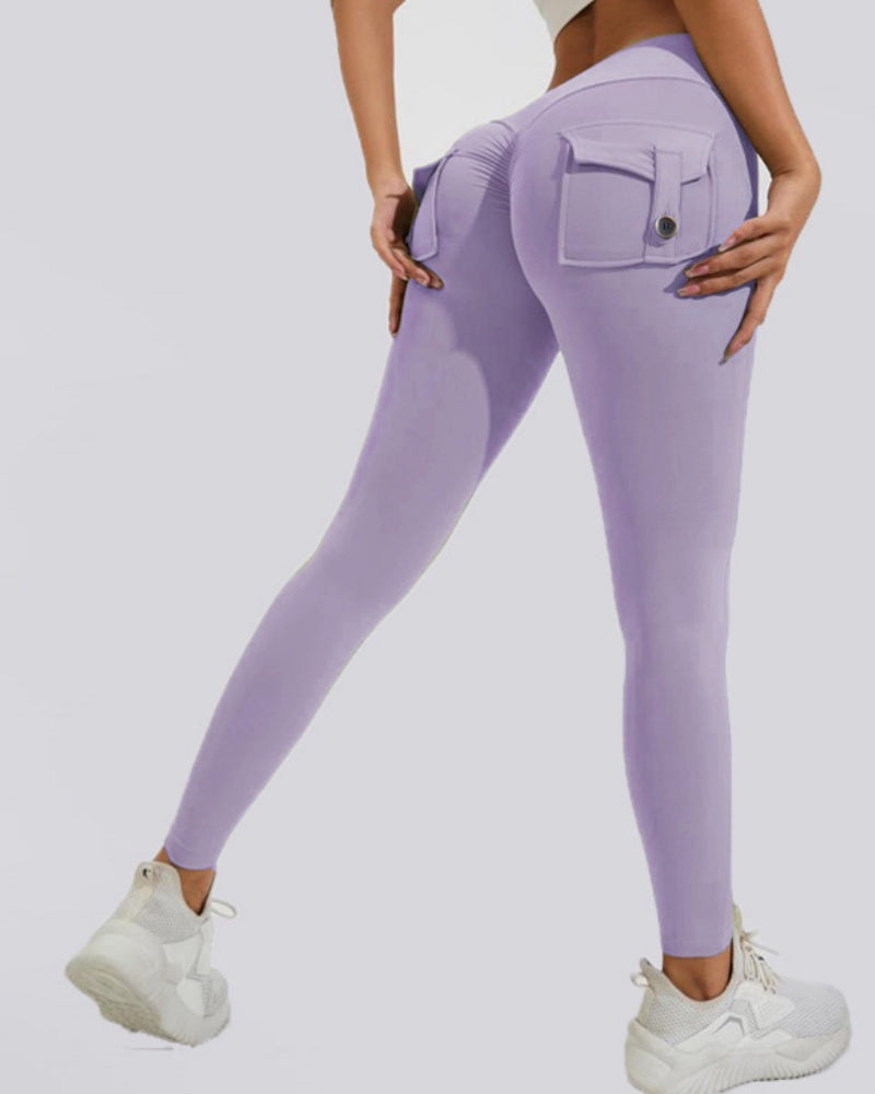 Peach Cargo Pocket Fitness Leggings