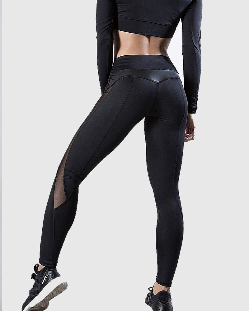 Mesh-Detail Hip-Lifting Yoga Leggings