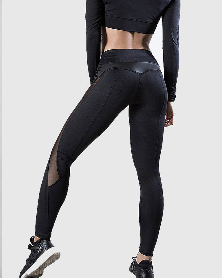 Mesh-Detail Hip-Lifting Yoga Leggings