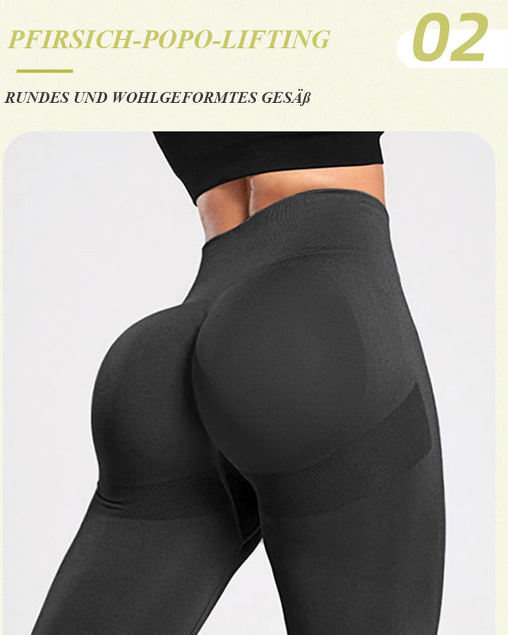 Seamless High-Waisted Striped Butt-Lifting Yoga Leggings with Scrunch Design
