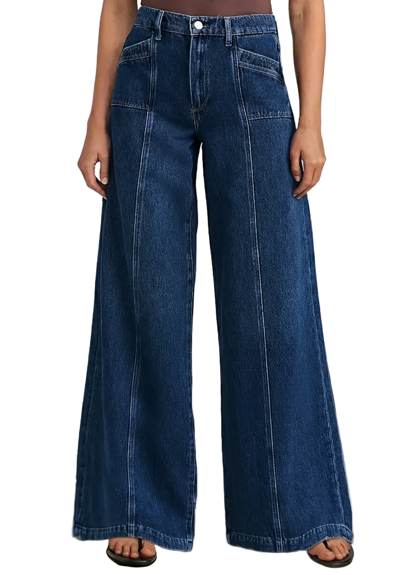 Micro-Flared Wide-Leg Mid-Waist Jeans