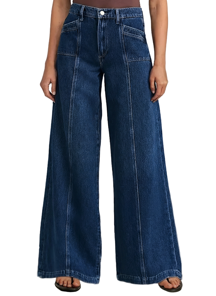 Micro-Flared Wide-Leg Mid-Waist Jeans