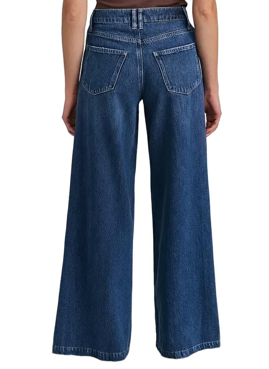Micro-Flared Wide-Leg Mid-Waist Jeans