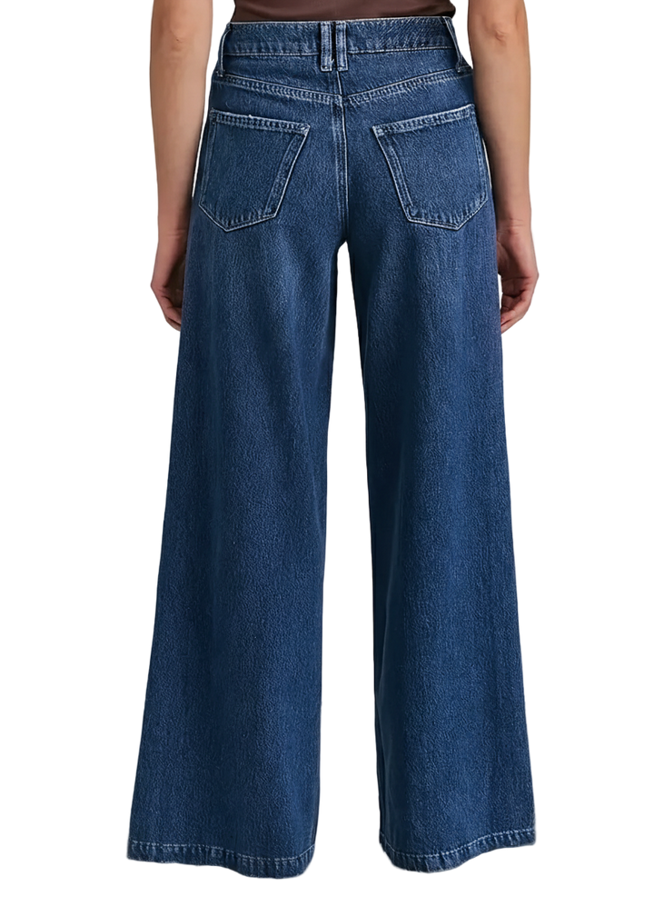 Micro-Flared Wide-Leg Mid-Waist Jeans