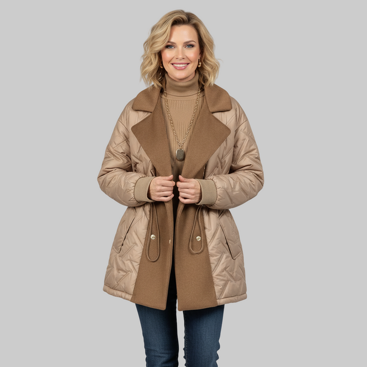 Long Oversized Lapel Elastic Waist Down Cotton Parka Jacket