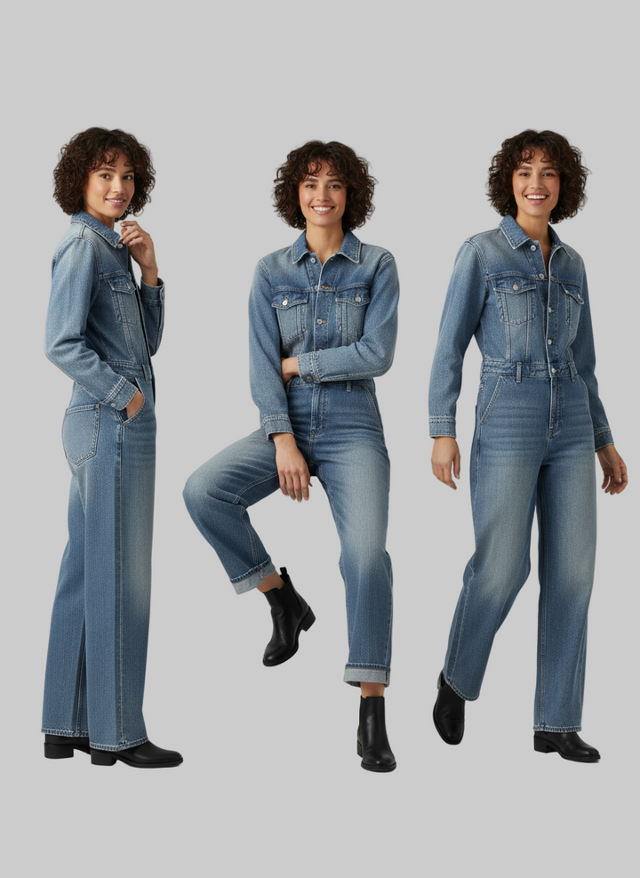 Washed Retro Denim Jumpsuit